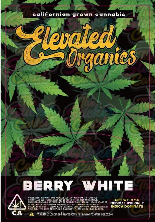 Berry White Mylar Pouches Pre-Labeled
