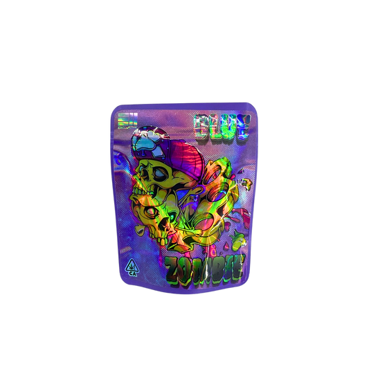 Blue Zombie Holographic Stickered Mylar Bags