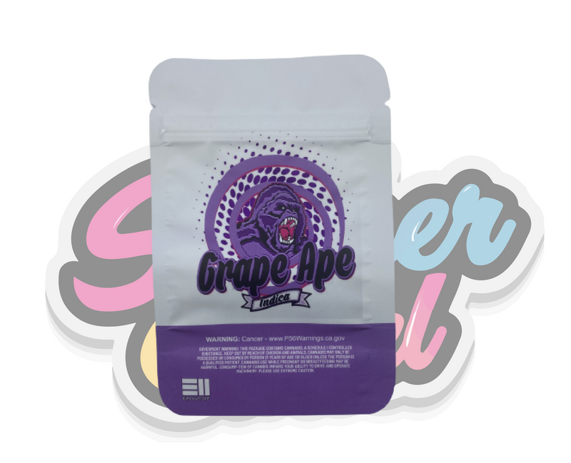 Grape Ape Mylar Bags Pouches Pre-Labeled