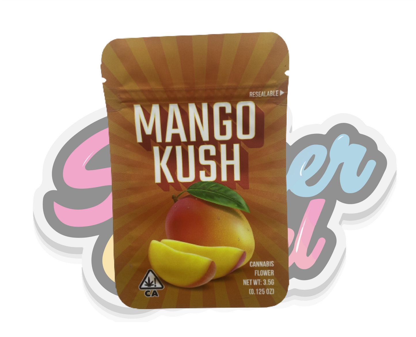 Mango Kush Mylar Bags Pouches Pre-Labeled