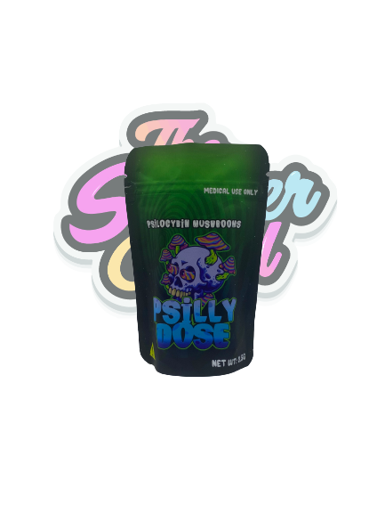 Psilly Dose Mylar Bags Pouches Pre-Labeled