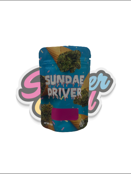The Sticker Cartel Sundae Driver Mylar Bags Pouches Pre-Labeled