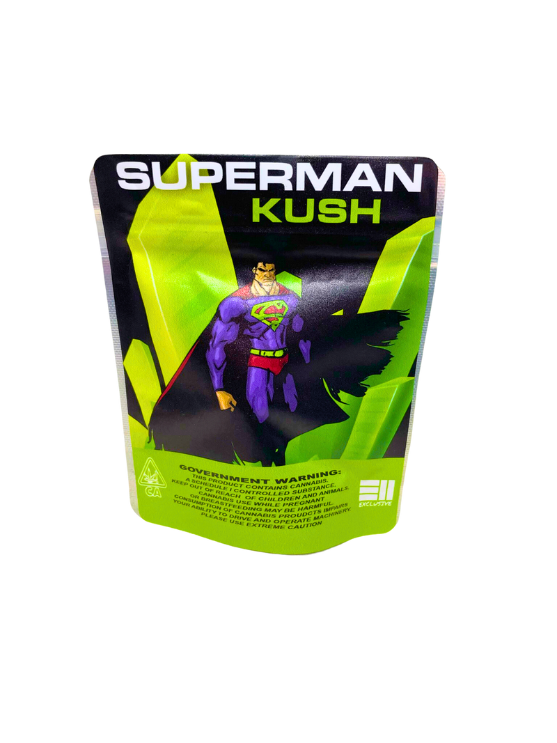The Sticker Cartel Super Man Kush Holographic Mylar Bags