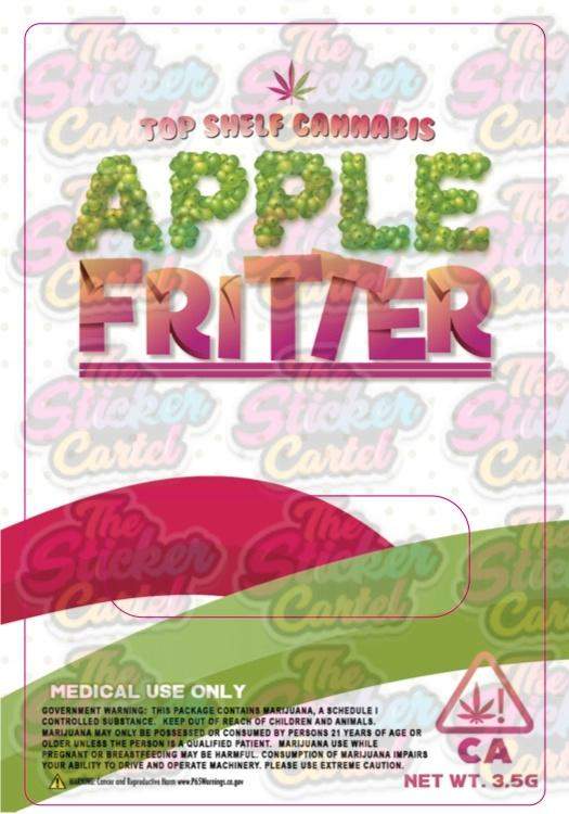 Top Shelf Apple Fritter Mylar Pouches Pre-Labeled